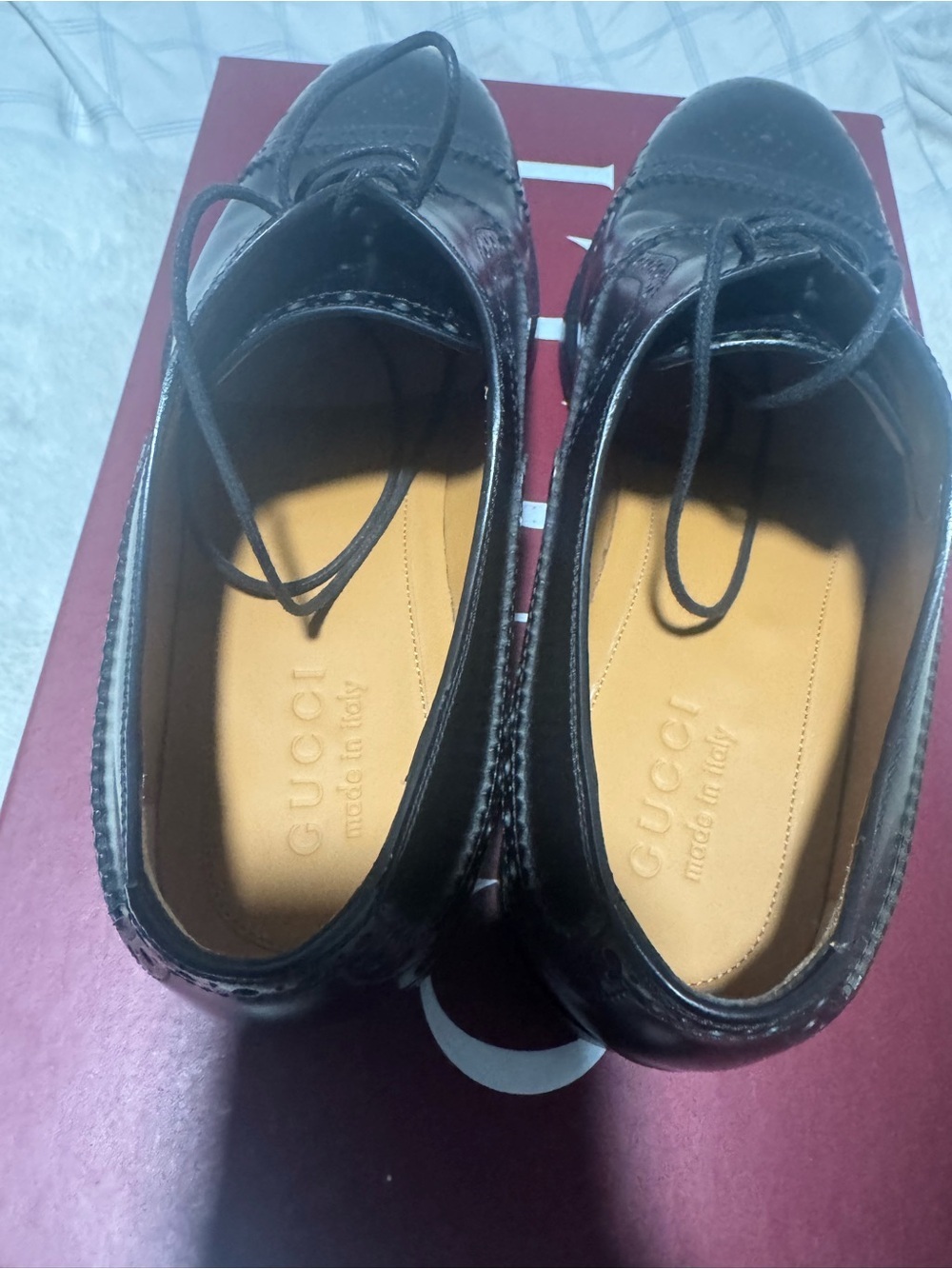Gucci Black Brogue Men's Oxfords - Picture 7 of 11